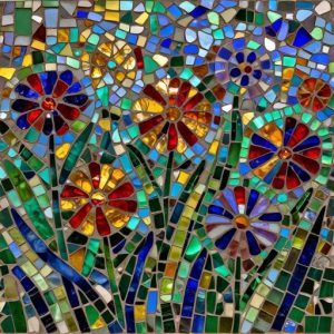 Poppy Field Mosaic Art – Opus Incertum Style
