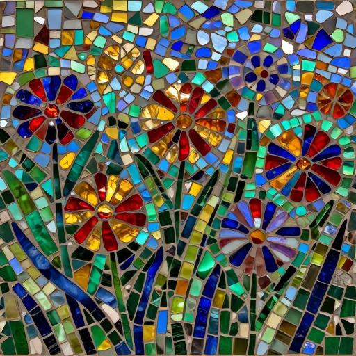 Poppy Field Mosaic Art - Opus Incertum Style