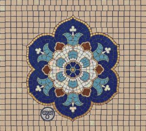 Blue Floral Mandala Mosaic Art