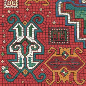 Abstract Red Ornamental Mosaic Art