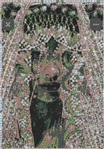 Mysterious Crowned Figure Mosaic Art