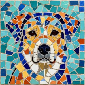 Trencadís Style Dog Portrait Mosaic Art