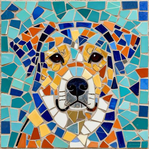 Trencadís Style Dog Portrait Mosaic Art