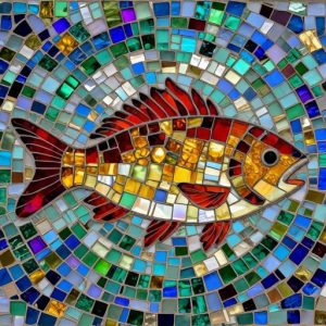 Colorful Mosaic Fish Art – Custom Opus Incertum Piece