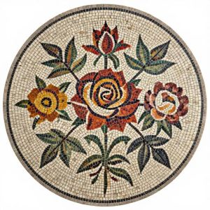Floral Rose Mosaic Art – Custom Opus Tessellatum