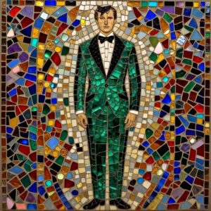 Elegant Man in Green Velvet Suit Mosaic Art