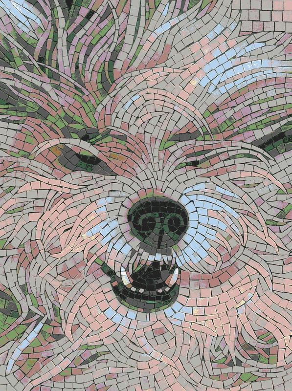 Fluffy Dog Mosaic Art - Pastel Portrait