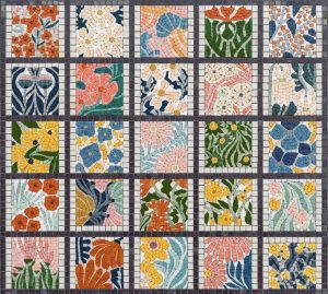 Colorful Floral Mosaic Grid Art