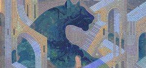 Blue Wolf Architectural Mosaic Art