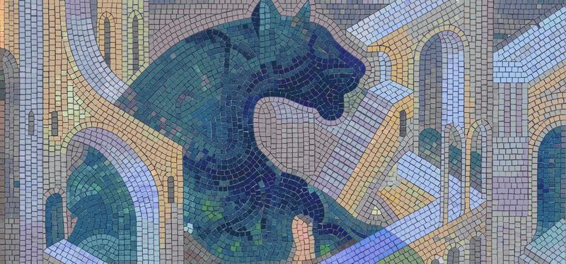 Blue Wolf Architectural Mosaic Art