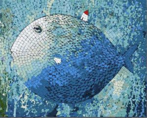 Blue Mosaic Fish Wall Art
