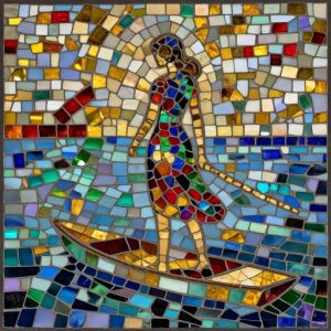 Mosaic Art: Woman on a Stand-Up Paddleboard