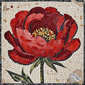 Red Peony Mosaic Art – Opus Tessellatum