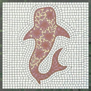 Floral Dolphin Mosaic Art – 20×20 cm