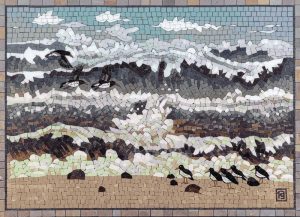 Coastal Birds Mosaic Art – Serene Nature Scene