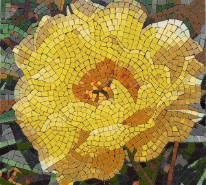 Golden Bloom Mosaic Art – Vibrant Yellow Flower