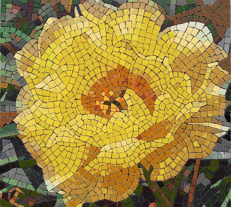 Golden Bloom Mosaic Art - Vibrant Yellow Flower