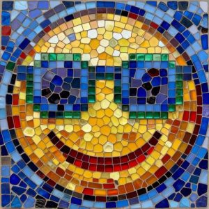 Smiling Emoji with Blue Goggles Mosaic Art