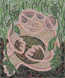 Surreal Nature Mosaic Art – Pink Organic Form