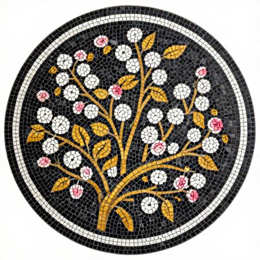 Cherry Blossom Circular Mosaic Tabletop