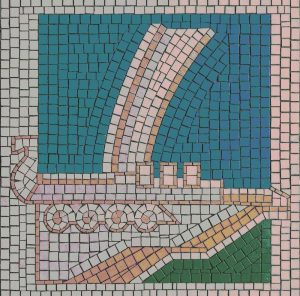 Vintage Steam Locomotive Mosaic Art