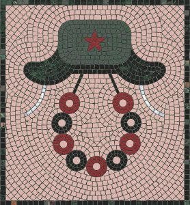 Military Hat with Red Star Mosaic Art