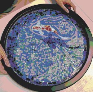 Koi Fish Circular Mosaic Art – 60×60 cm
