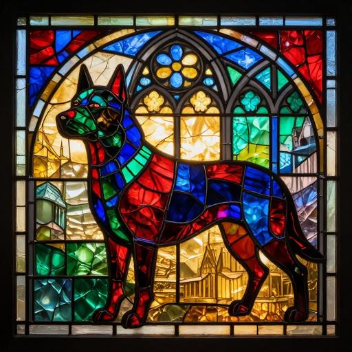 Modern Stained Glass Dachshund Mosaic Art