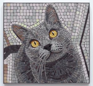 Grey Cat Mosaic Art – Handcrafted Portrait