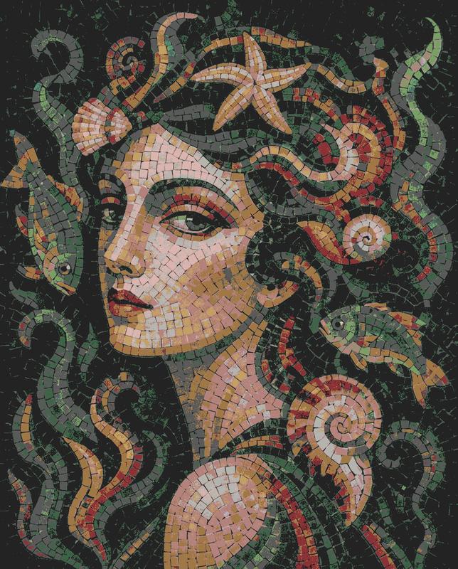 Mystical Sea Goddess Mosaic Art