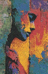 Vibrant Mosaic Portrait Profile – 60×90 cm