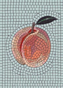 Mosaic Art: Ripe Peach in Soft Blue
