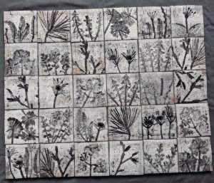 Monochromatic Botanical Mosaic Art