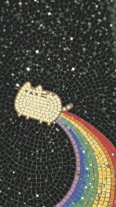 Cute Cat on a Rainbow Mosaic Art