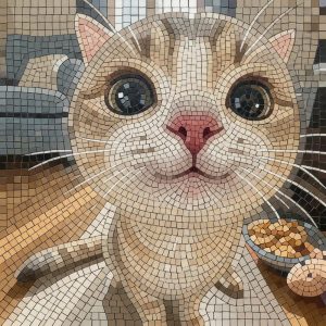 Cute Cat Mosaic Art – 60×60 cm