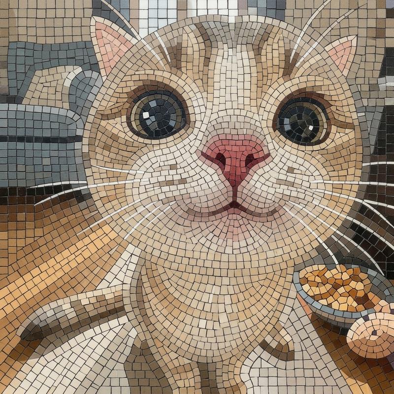 Cute Cat Mosaic Art - 60x60 cm