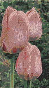 Pink Tulips Mosaic Art – Elegant Floral Wall Decor