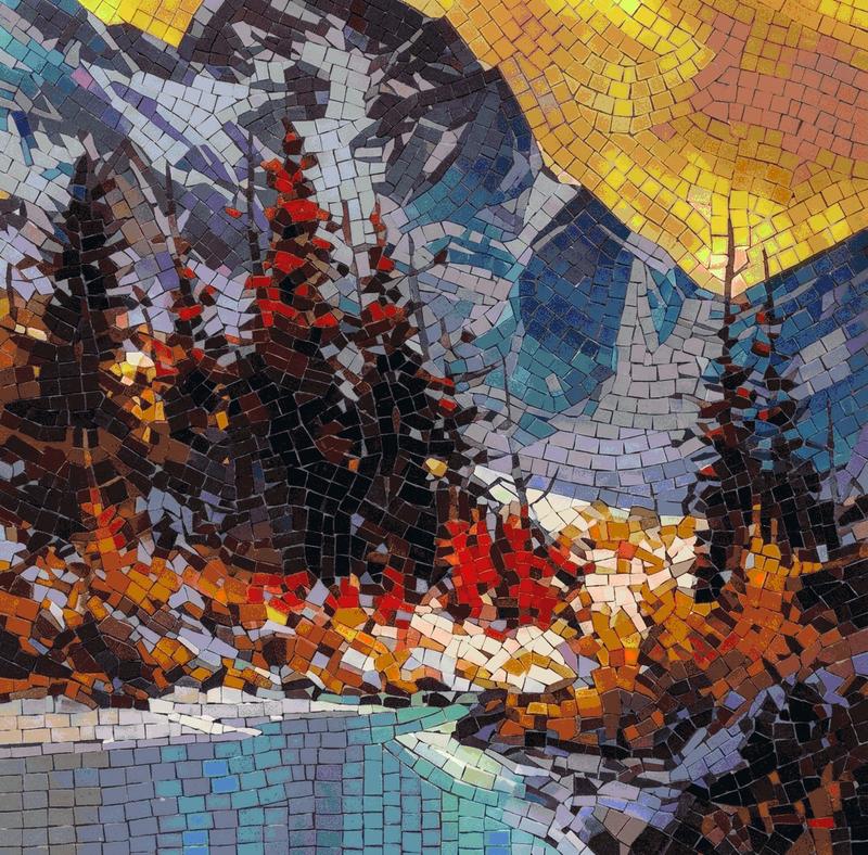 Majestic Mountain Mosaic Art - Nature Landscape