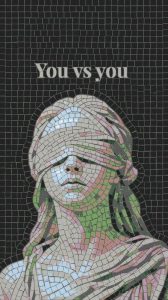 You vs You – Blindfolded Figure Mosaic Art