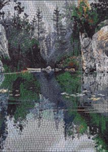 Misty Forest Reflection Mosaic Art