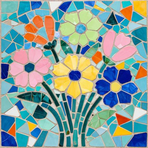 Abstract Floral Trencadís Mosaic Art