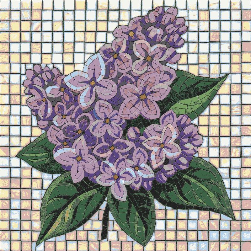 Purple Lilac Blossom Mosaic Art - 30x30 cm