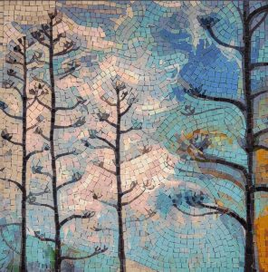 Ethereal Forest Mosaic Art – Serene Nature Scene