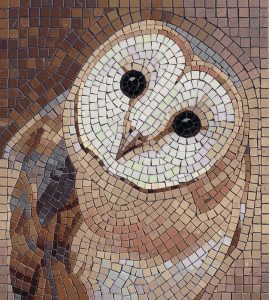 Mosaic Owl Portrait – Earthy Tones Art