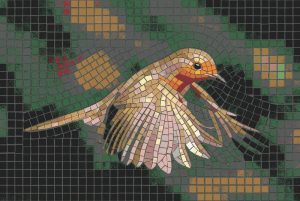 Golden Bird in Flight Mosaic Art