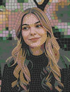 Modern Mosaic Portrait of a Blonde Woman