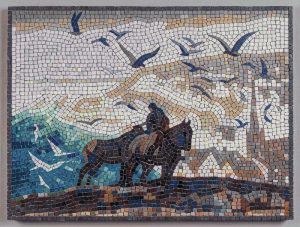 Lone Rider and Birds Mosaic Art