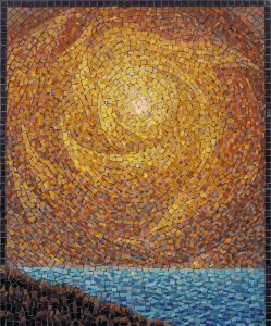 Golden Sunset over the Sea Mosaic Art
