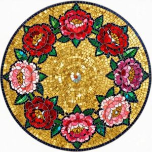 Byzantine Gold Peony Mosaic Art