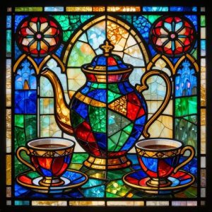 Stained Glass Mosaic Tea Still Life